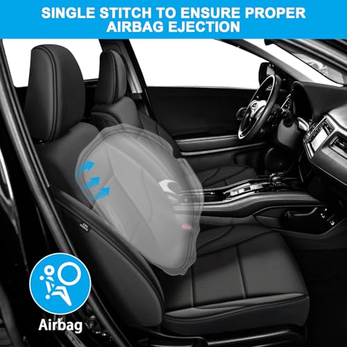 Image of AOMSAZTO Custom Fit Seat Cover for Honda HRV 2016-2018 EX EX-L&2016-2022 LX | Full Set Faux Leather HR-V Car Seat Protector Black
