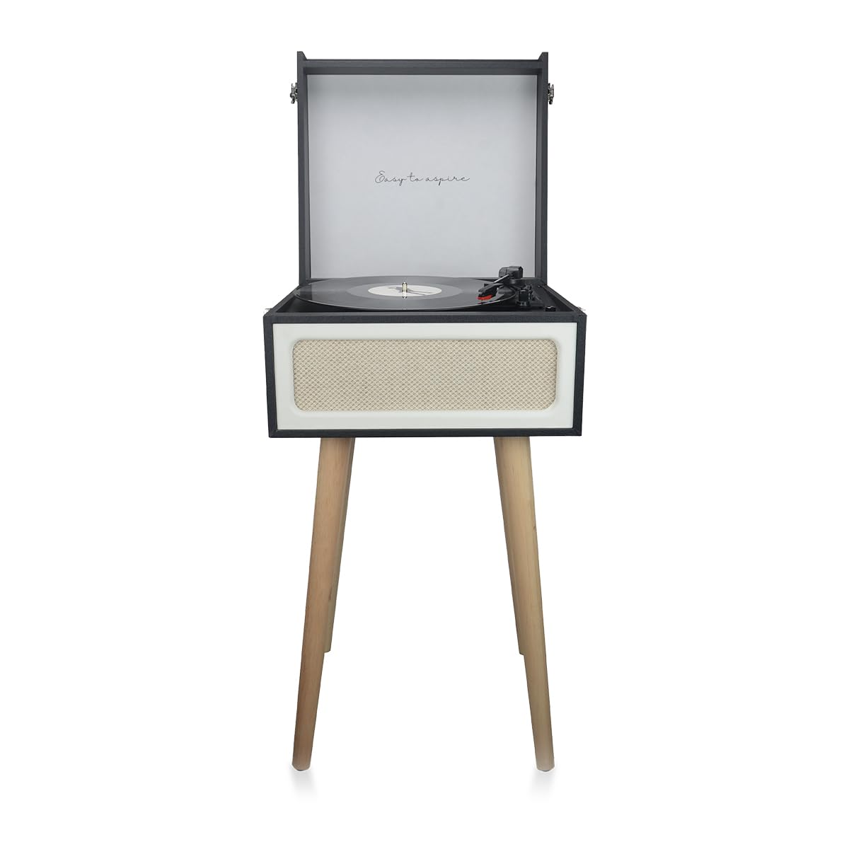 PRIXTON Tocadiscos Vintage Detroit, Reproductor de Vinilos y Música por Bluetooth, Radio FM, 2 Altavoces Incorporados