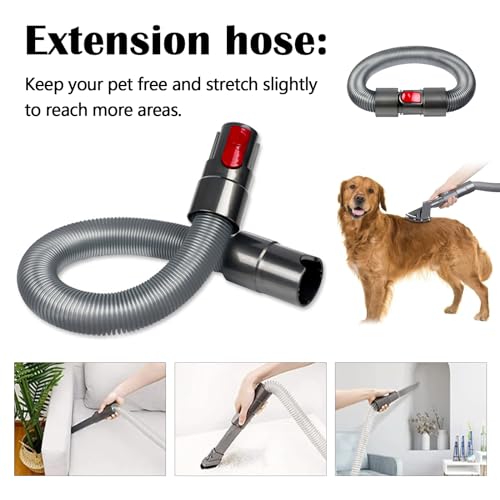 Hundebürste für Dyson V15 V12 V11 V10 V8 V7, Staubsauger Zubehör für Dyson Tierhaarbürste für Dyson Staubsauger Hund Tierhaarbürste Aufsatz mit Verlängerungsschlauch und Adapter Schalter