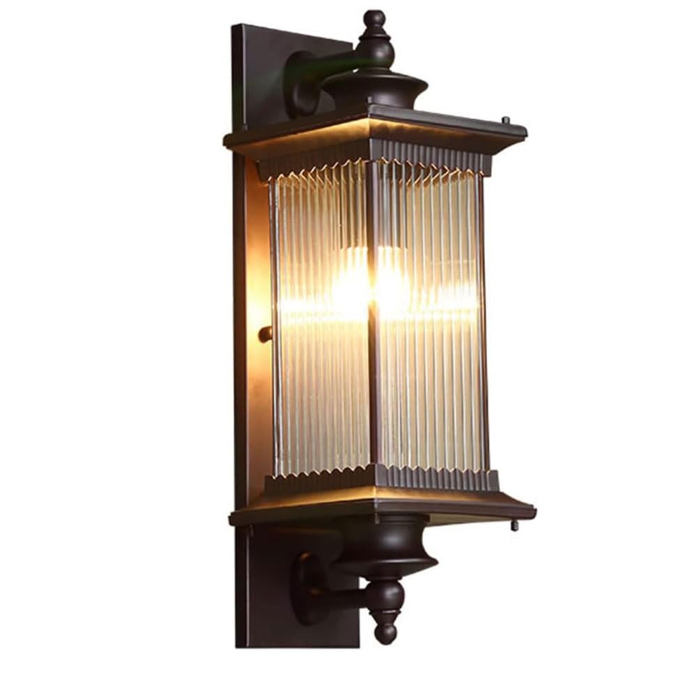Applique Murale extérieure de Style Chinois, Lampe extérieure étanche, Applique en Aluminium et Verre, éclairage pour Jardin, terrasse, Balcon ou Patio