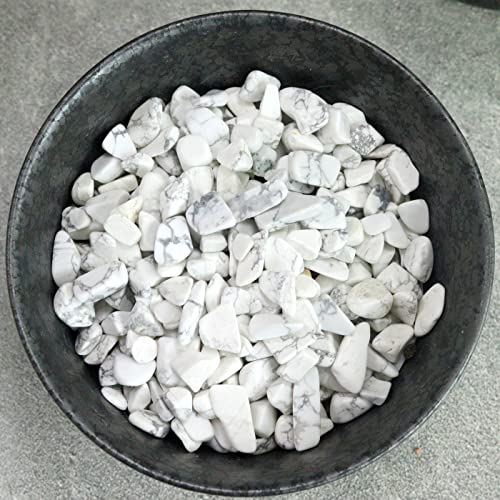 Image of 1lb Howlite Aquarium Gravel Rocks Natural Tumbled Healing Crystal Chips Bulk Gemstones Crushed Stones for Fountain Vase Filler Planters Decorative Fish Tank Potted Reiki Energy Balancing