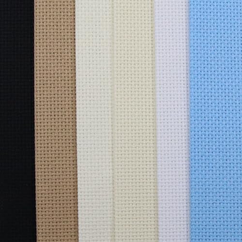 Image of KCS 6 pc of 12 inch x 18 inch (30cmx45cm) Counted Cotton Aida Cloth Cross Stitch Fabric (14CT-A)