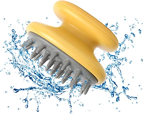 ARQIVO Shampoo Massage Brush – Handheld Silicone Head Massager – Head and Scalp Massage Brush – Portable Massage Comb – Easy to Clean – Comfortable and Refreshing (Yellow)