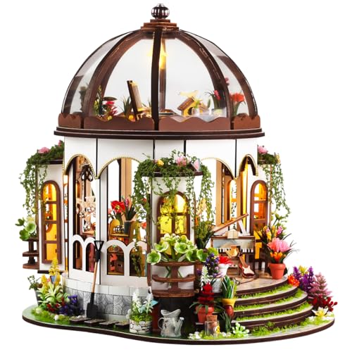 Kit Jardim DIY - Modelo 3D Casa de Flores com Luzes LED, Presente 14+ Anos e Adultos