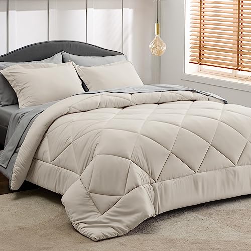 Bedsure Beige Full Comforter Set - 7 Pieces Reversible Bed Set Bed In A Bag Full With Comforters, Sheets, Pillowcases & Shams, Full Bedding Sets #TOP7