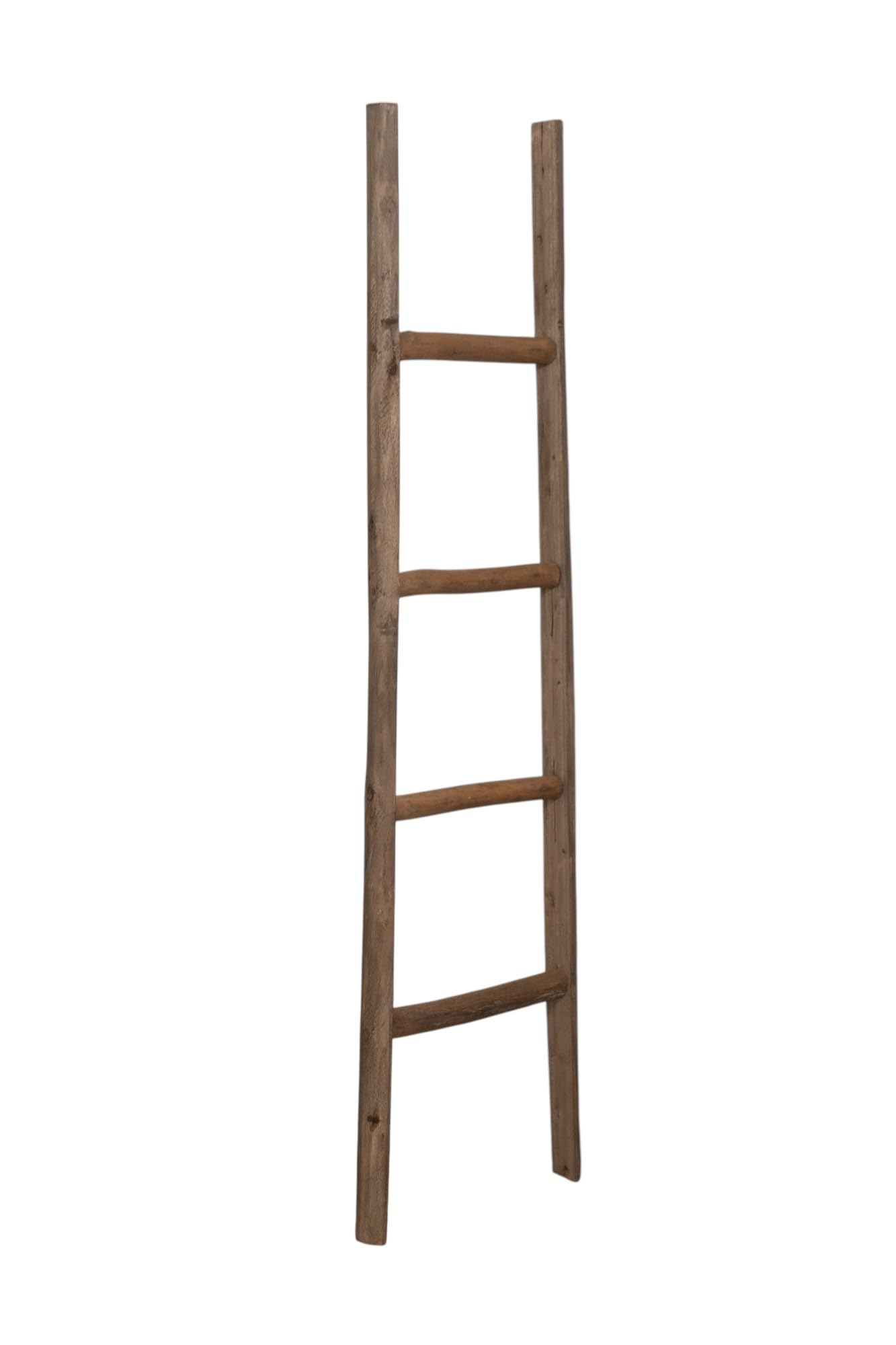 Biscottini Escalier porte-serviettes de bain 39 x 7 x 132 - Escalier décoratif en bois - Escalier en bois - Escalier porte-serviettes - Porte-serviettes mural en métal, Bambu