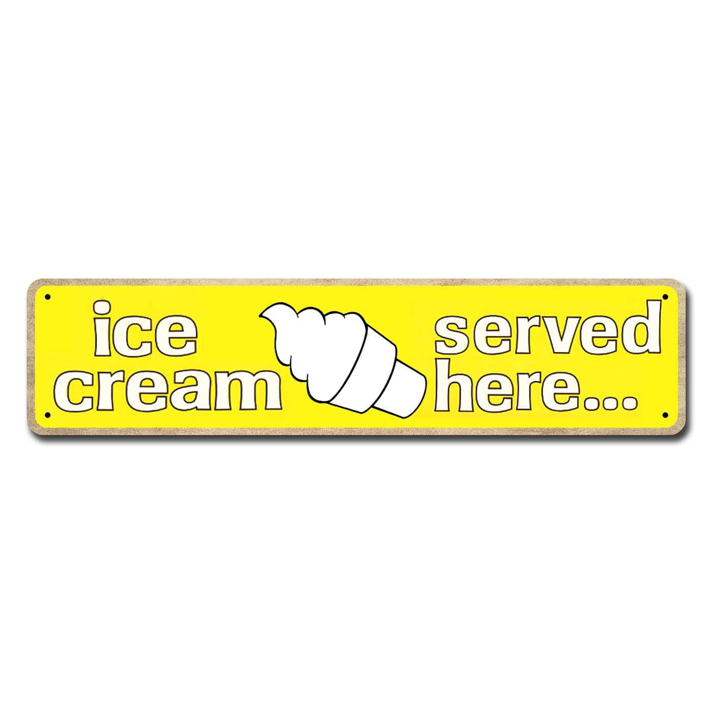 Metal Tin Sign Ice Cream Served Here Vintage Sign Retro Tin Signs Aluminum Metal Sign for Bedroom Kitchen Garden Wall BAB Club Coffee Hanging Sign Home Decor 4x16 Inch