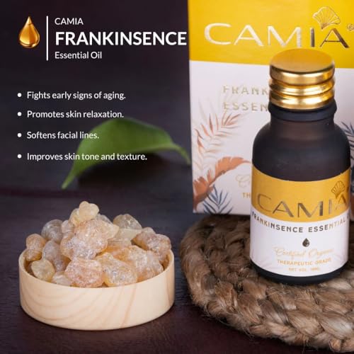 Image of CAMIA Premium Moroccan Argan Oil, 100 ML + Frankincense Essential Oil, 15 ML + Frankincense Soap | Natural Skincare Set for Moisturizing, Anti-Aging & Glowing Skin | Youthful Radiance Kit