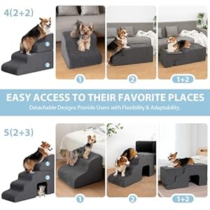   Dog-Stairs-for-High-Beds-4-Step-Dog-Steps-for-Small-Dogs-and-Cats-Foldable-Pet-Stairs-for-High-Bed-Climbing-Non-Slip-Balanced-Pet-Step-Indoor-Dark-Grey
