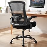 NEO CHAIR Office Chair High Back Desk Mesh Chair Comfy Computer Gaming Seat with Adjustable Ergonomic Lumbar Rolling Flip-up Armrests and Wheels (Black)