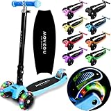 キックスクーター キックボード 子供用 三輪車 ４段階高さ調整 軽量 頑丈 方向変換 安定 光るLEDタイヤ 折りたたみ 方向変換 持ち運び便利 耐荷重50kg 後輪ブレーキ 誕生日 プレゼント おもちゃ ギフト キッズ MOVEGU 2022FW (Blue2022FW)