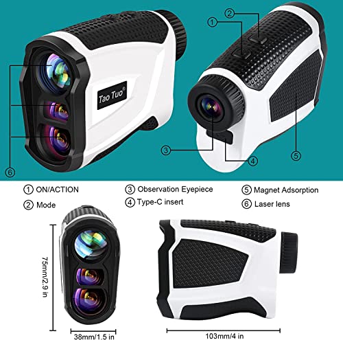 Golf Rangefinder 650Yards Laser Range Finder with Slope, Rangefinder for Golfing, Target Shooting and Hunting, USB Charging, Distance/Speed/Angle Measurement Rangefinder, 6X Magnification