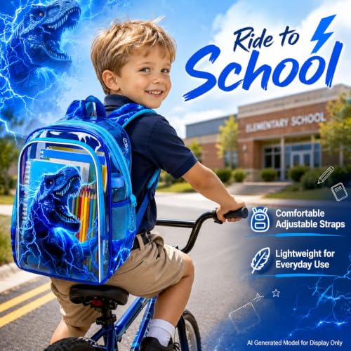 Image of KLFVB 3PCS Clear Backpack for Girls and Boys, Kids See Through Backpacks Stadium Approved, Transparent Bookbag for Elementary