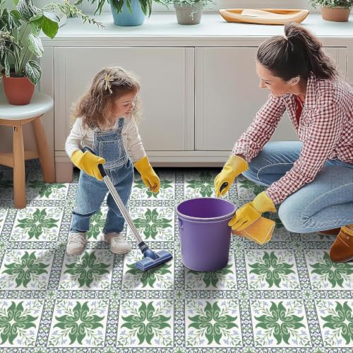Image of Moroccan Tile Stickers | Waterproof Self Adhesive Peel & Stick Tile Decals for Kitchen Backsplash, Bathroom Wall, Floor, Furniture & Glass (4x4 Inch, Design 36)