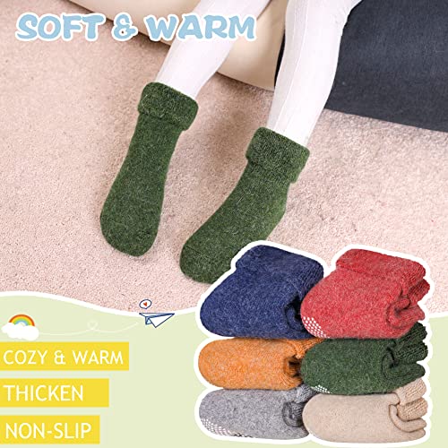 Baby Wool Floor Socks Soft Winter Warm Thick Non slip Toddler Boys Girls Crew Neck Socks 6 pairs3