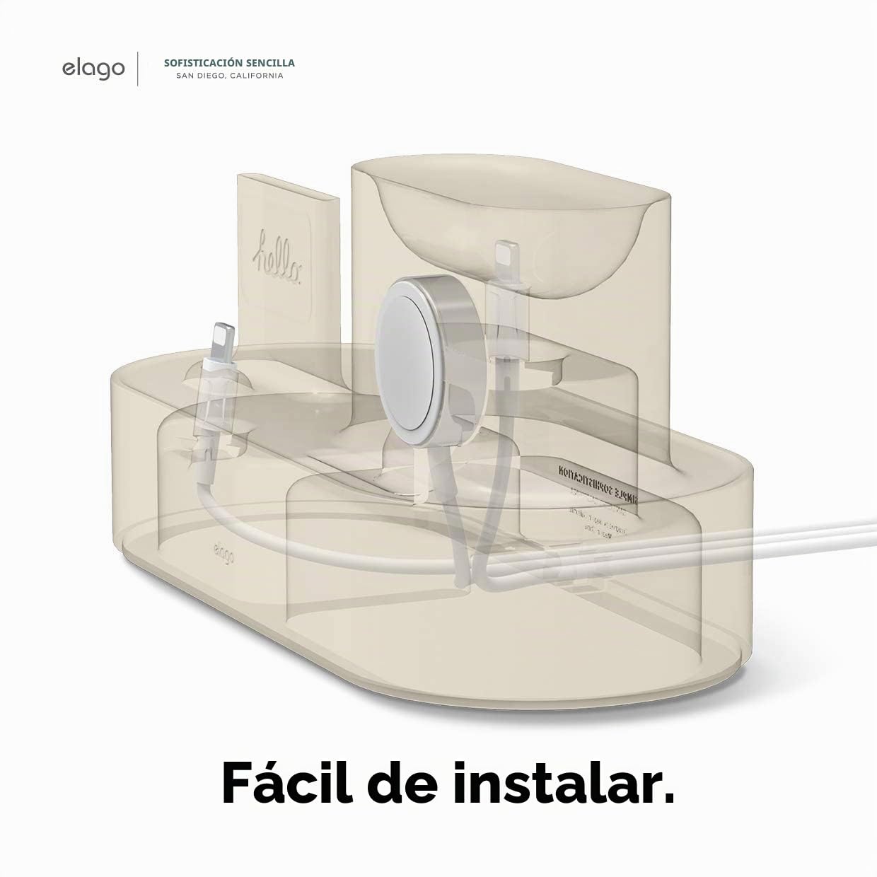 elago Soporte de Carga 3 en 1 para Todos los iPhone y AirPods | Compatible con Apple Watch 11/10/9/8/7/6/5/4/3/2/1/SE3/SE2/SE, con Cable Original (Blanco Clásico)