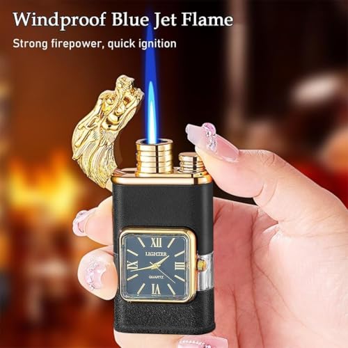 Encendedor antorcha doble llama dragón a butano miniatura 3