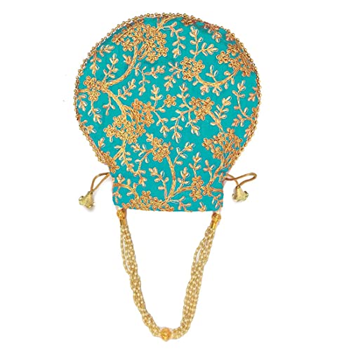 TI AMO Rajasthani Style Royal Clutch Silk Batwa Bag Wristlets Ethnic Potli for Women's Zari Work Potli Bridal Potli - Image 3