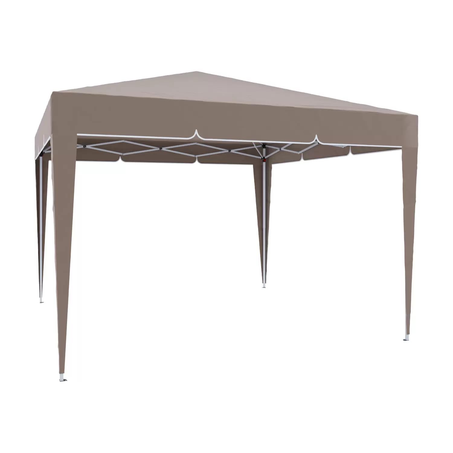 BRICOZONE Gazebo Pieghevole 3 x 3 M Idrorepellente con Struttura in Acciaio Copertura 160 gr/m² e 4 Sacche per Pesi Sacca di Trasporto Chiusura a Fisarmonica per Giardino Campeggio Fiere (Tortora)