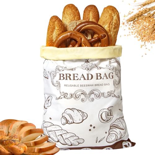 Reusable Beeswax Bread Bags with Zipper - Large Capacity Cotton Storage for Homemade, Sourdough & Fresh Bread | Food-Grade Eco-Friendly Storage Solutions