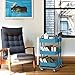 DESIGNA 3 Tier Metal Rolling Cart, Heavy Duty Storage Utility Cart Little Organization Cart with Handle and Locking Wheels,Multifunctional Storage Shelves for Office Kitchen Bedroom Bathroom,Turquoise