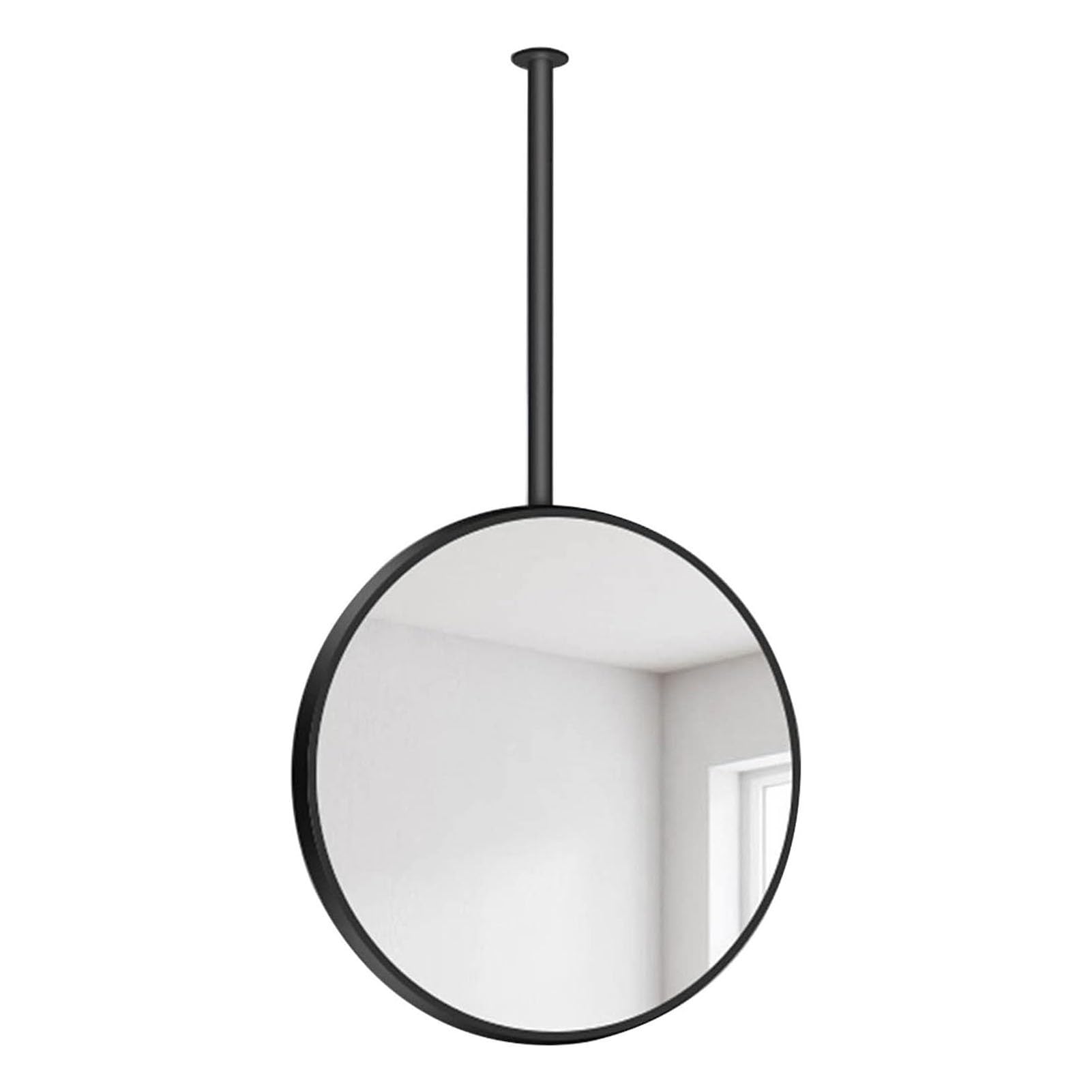 Miroir carré suspendu 70 cm avec tringle de plafond noire