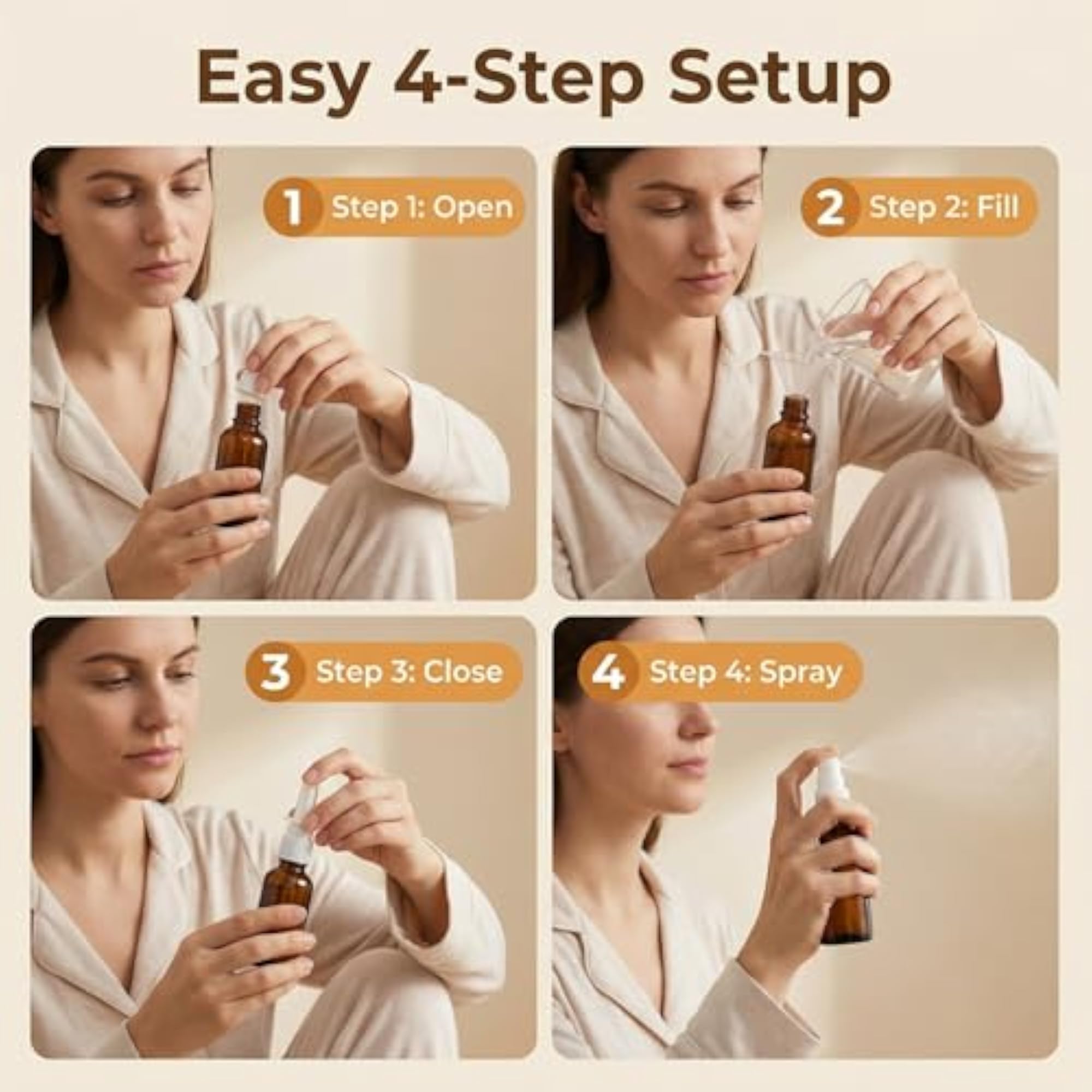 10Ml Empty Glass Refillable Nasal Spray Bottles, 6Pcs