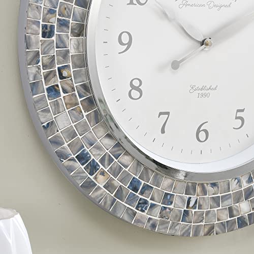 Firstime & Co.® Vivien Blue Pearl Mosaic Clock, American Crafted, Blue Pearl, 19.5 X 1.63 X 19.5 , #TOP2