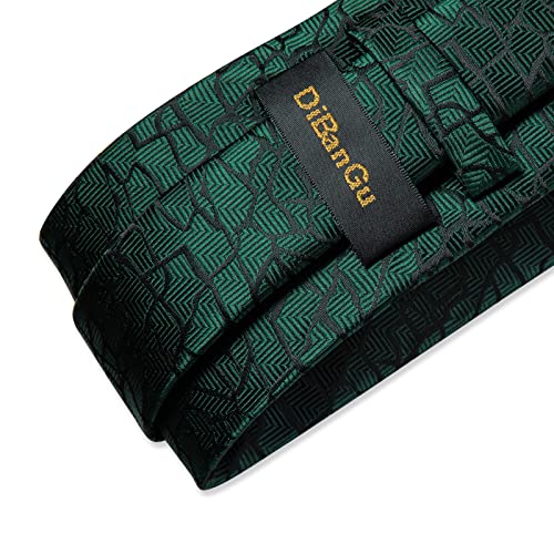 Image of DiBanGu Extra Long Tie for Men 63 inch XL Silk Necktie Set | Pocket Square and Cufflinks, Big and Tall, Jacquard Woven, Gift Box, Paisley /Plaid /Solid /Striped, for Weddinng Party Business