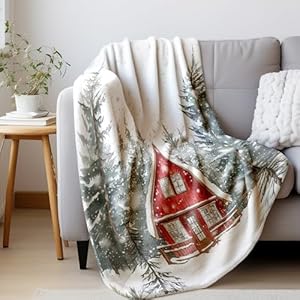 HIWX Christmas Throw Blanket Winter Holiday Throw Blanket Snowy Farmhouse Winter Christmas Tree Throw Blanket for Couch Sofa Bed Christmas Living Room Bedroom Decor 50×60 Inches