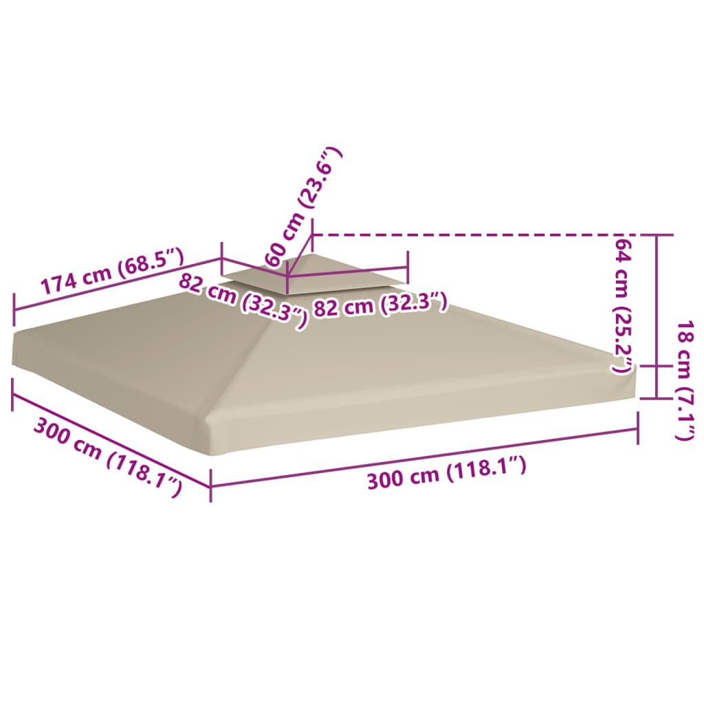 vidaXL Telo di Ricambio per Gazebo 310g/m² Beige 3x3m