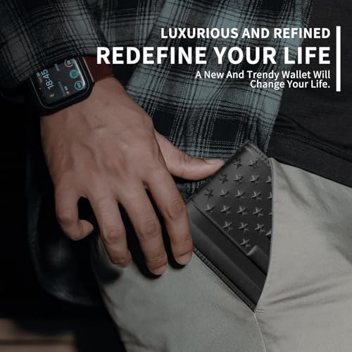 Image of Mens Rodeo Short Wallet Western RFID-Blocking Bifold Leather Wallet with ID Window - Full Grain Leather Wallets Unique Gift for Men, 01-Black