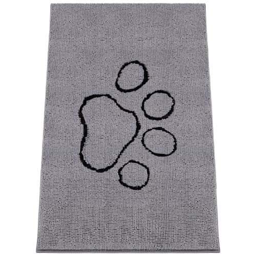 Image of Absorbent Dog Door Mat for Muddy Paws, 6' x 4' Non Slip Chenille Mat