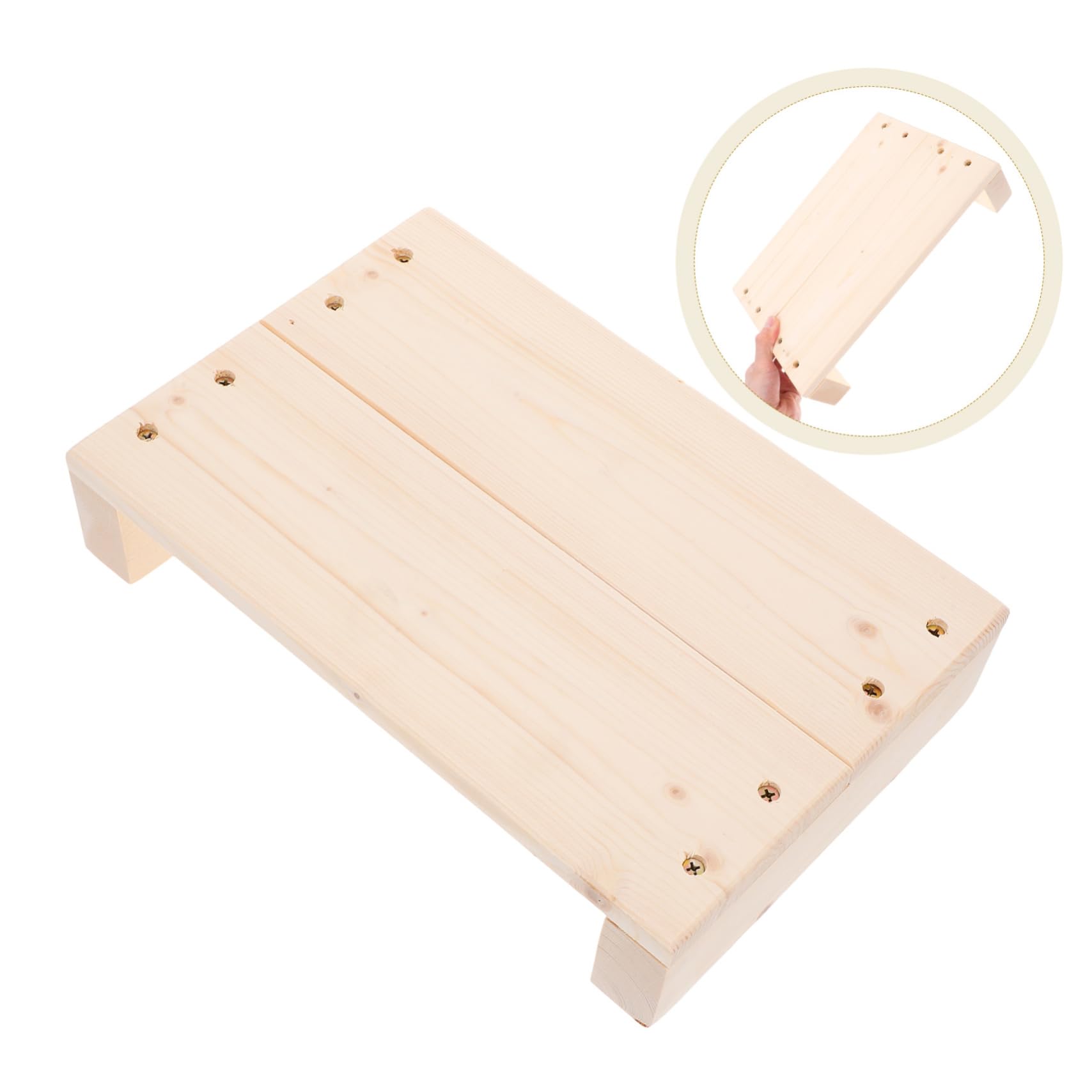 Holz Fußhocker 30X20X6Cm Tritthocker Für Erwachsene Und Kinder Mit Anti-Rutsch-Aufklebern Vielseitiger Holzschemel Für Küche Schlafzimmer Und Badezimmer Innen Und Außen