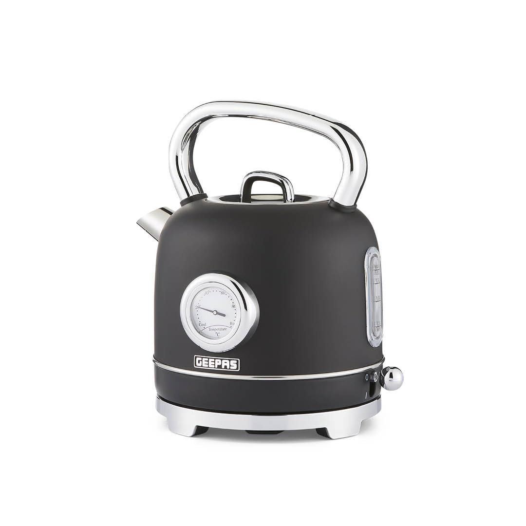 Geepas Retrovive 1.8L Electric Kettle, 3000W - Black, Black