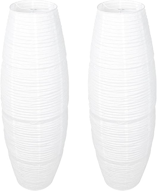 Lurrose 2PCS Paper Floor Lamp Shade Contemporary Floor Lamps Japanese Style Standing Lamps Shade for Bedside Floor Lamp Living Room White