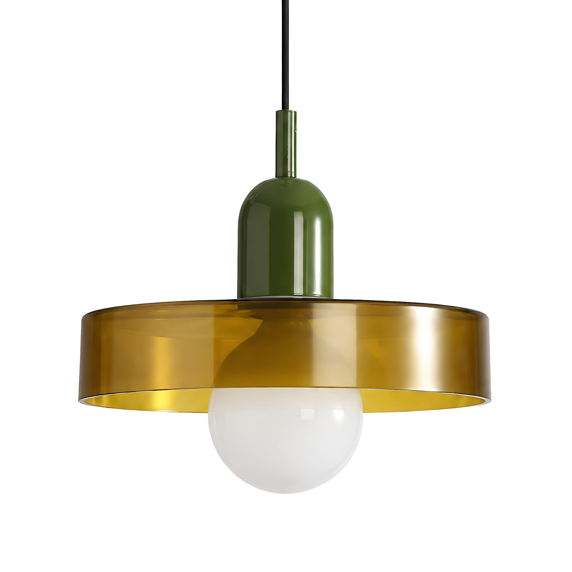 25cm Lampada a Sospensione Moderna in Vetro Rotondo, Base E27, Regolabile in Altezza, Lampadario Sospeso da Soffitto per Cucina, Sala da pranzo, Camera da letto (Verde)