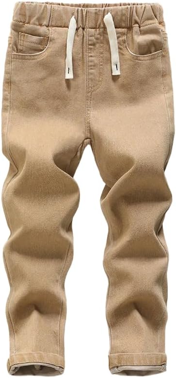 Nivne Tco Tween Boys Jeans Casual Drawstring Waist Stretch Slim Fit Kids Denim Pants with Five Pockets