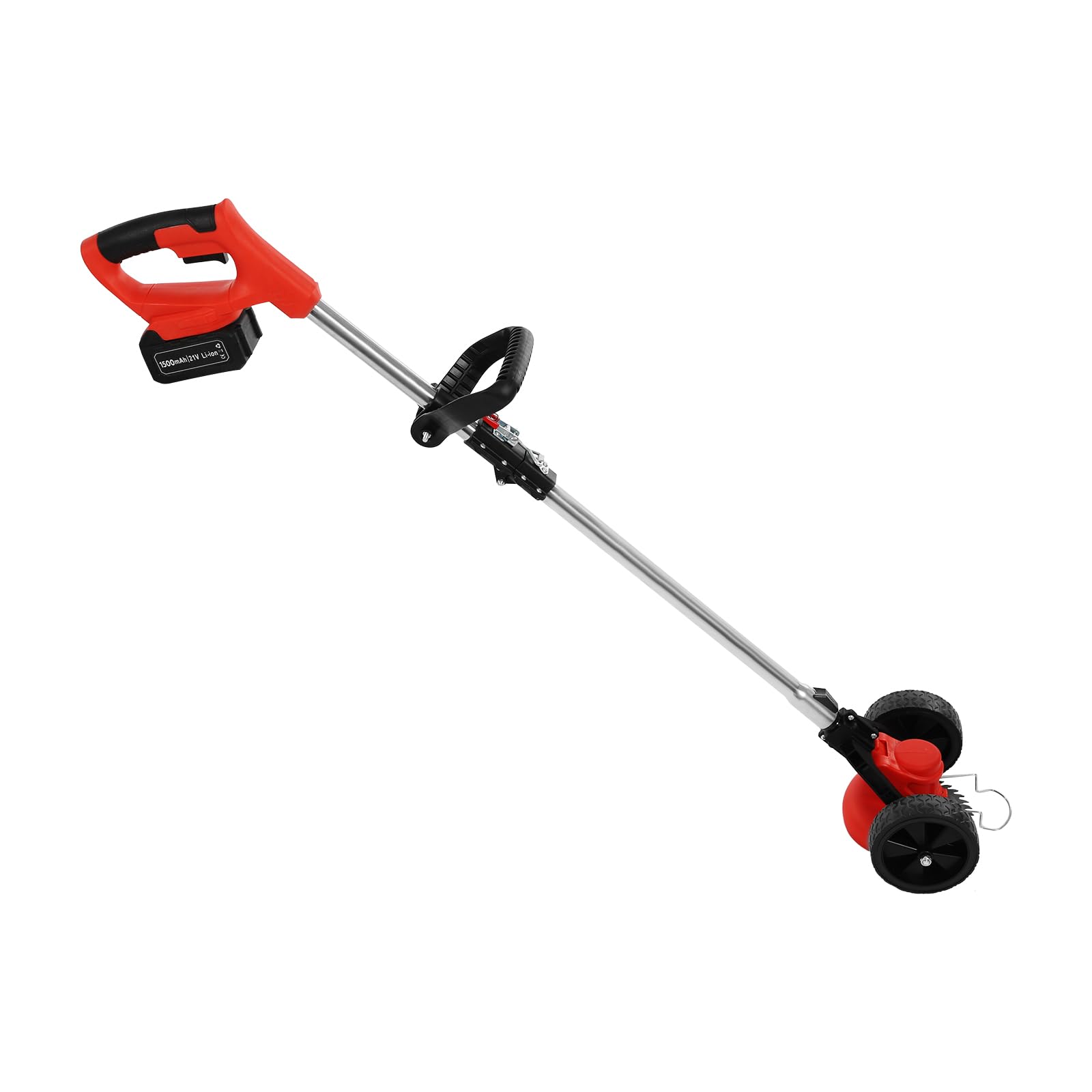 Cortacésped con batería 3 en 1, 800 W, con varilla telescópica ajustable (120 – 151 cm), cargador y batería de respaldo de 1000 mA, cabezal de corte de 0 – 90°, dispositivo de eliminación de malas