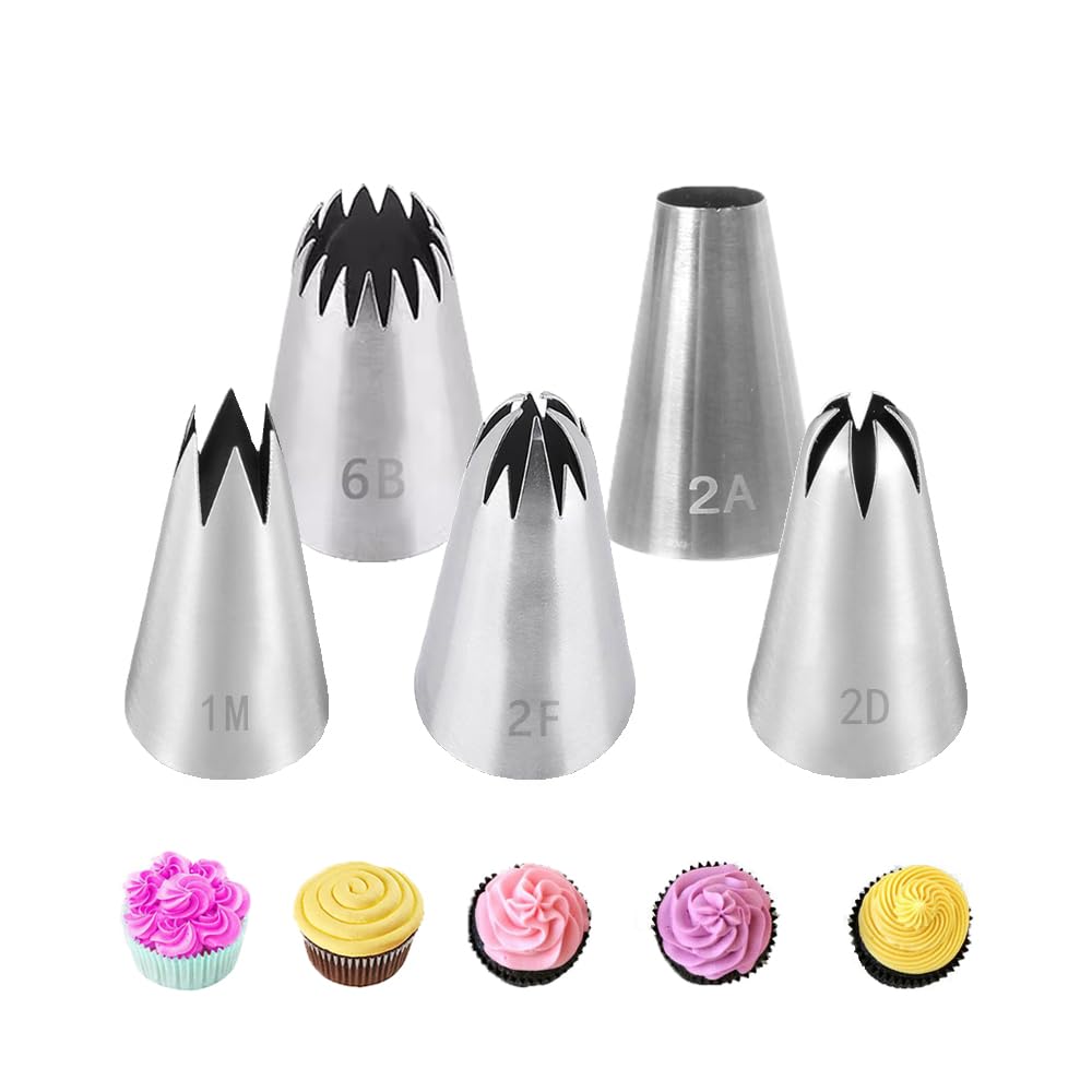 Set 10 Beccucci Per Pasticceria In Acciaio Inox, Bocchette Per Sac à Poche 1M 2D 4B 6B 1A 234, Per Decorare Muffin E Torte - 3