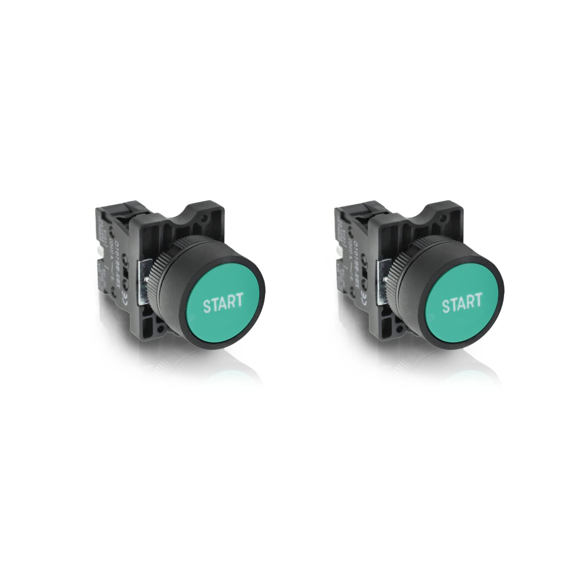 ShopCorp Momentary Flat Push Button Switch 22mm with ON Symbol, AC 15V -240V, N/O Waterproof and Shock Resistant - Electronic System Control