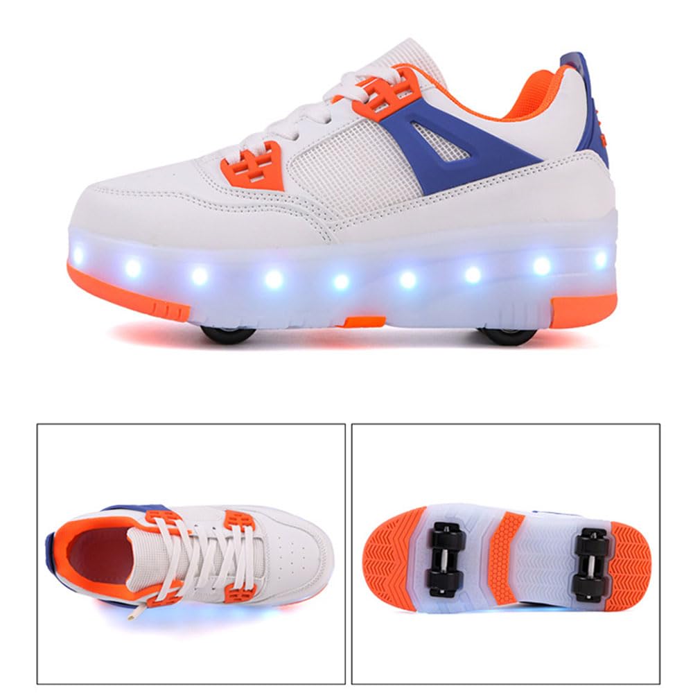 Hiseng Chaussure Roller Fille, Basket Roller pour Enfan Chaussure a Roulette Garcon Chaussure a Roulette Fille Garçons Chaussures 4 Roller Roues Basket a Roulette Adolescents pour Extérieur 29-40EU