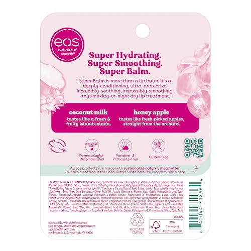 Image of eos 24H Moisture Super Balm - Coconut Milk & Apple, 0.35 fl oz, 2-Pack