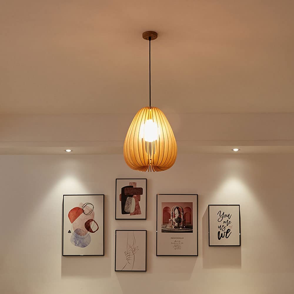 Antyczne drewniane lampy wiszące Drewniana kropla sufitu Lampa wisząca w stylu japońskim, E27 Wiejska wyspa kuchenna Oprawa oświetleniowa Pojedyncza jadalnia Sypialnia Żyrandol Tools