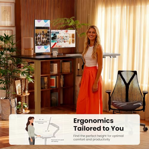 Image of ErGear Height Adjustable Electric Standing Desk, 48 x 24 Inches Sit Stand up Desk, Memory Computer Home Office Desk, Black+Gold