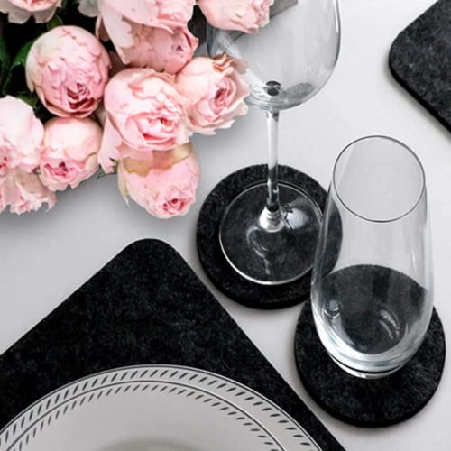 Luana Rose Rechteckige Tischsets aus Filz in Anthrazit – 12 Stück – Tischset abwaschbar – 44 x 32 cm Untersetzer aus Filz – Tischuntersetzer und Glasuntersetzer