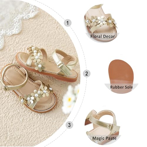 Image of Otter MOMO Girls Open Toe Princess Flat Sandals with Comfort Sole Summer Sandals