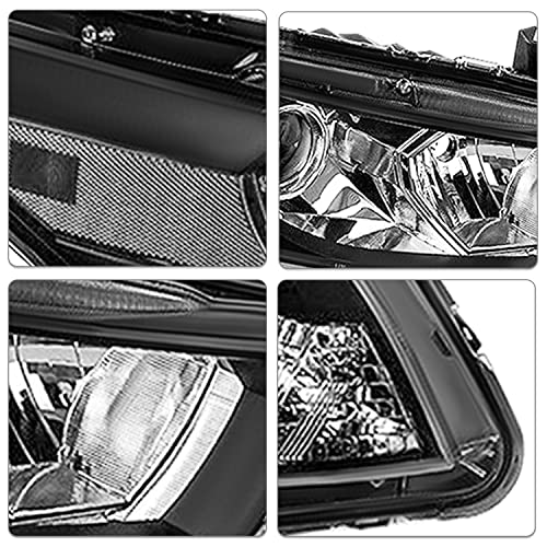 Sockir Headlight Assembly Set Compatible With 2008-2012 Honda Accord 2-Door Coupe Projector Sealed Headlamp Replacement Passenger And Driver Side Front Lights (Black Housing With Clear Reflector) #TOP3