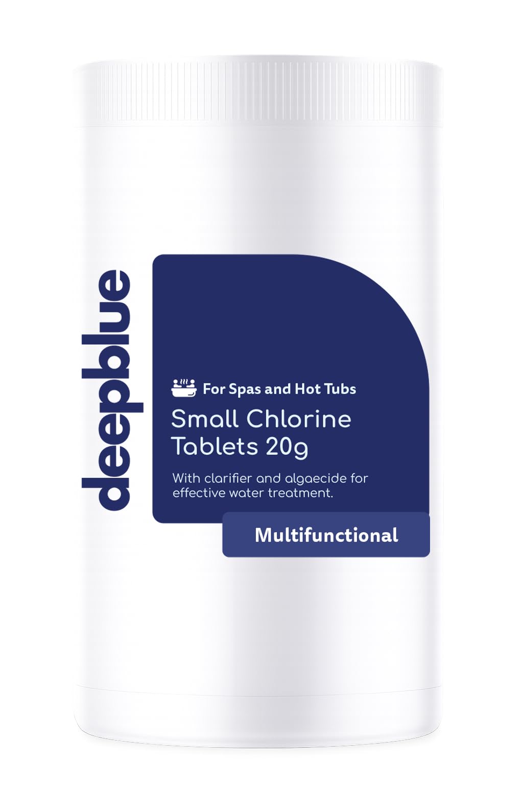Deep Blue - Multifunctional Mini 20g Chlorine Tablets 1kg Long lasting stabilised clarifier algae inhibitor (1Kg & Test strips)