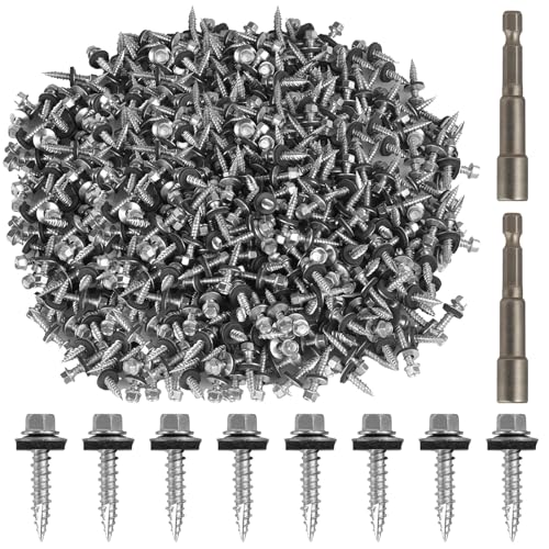 AOKLIT Metal Roofing Screws#10 × 1 Inch, 1000Pcs Zinc Plated